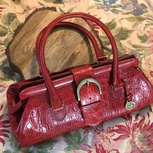 BRAHMIN Melbourne Collection Crocodile Embossed Leather Handled Sachel Statement